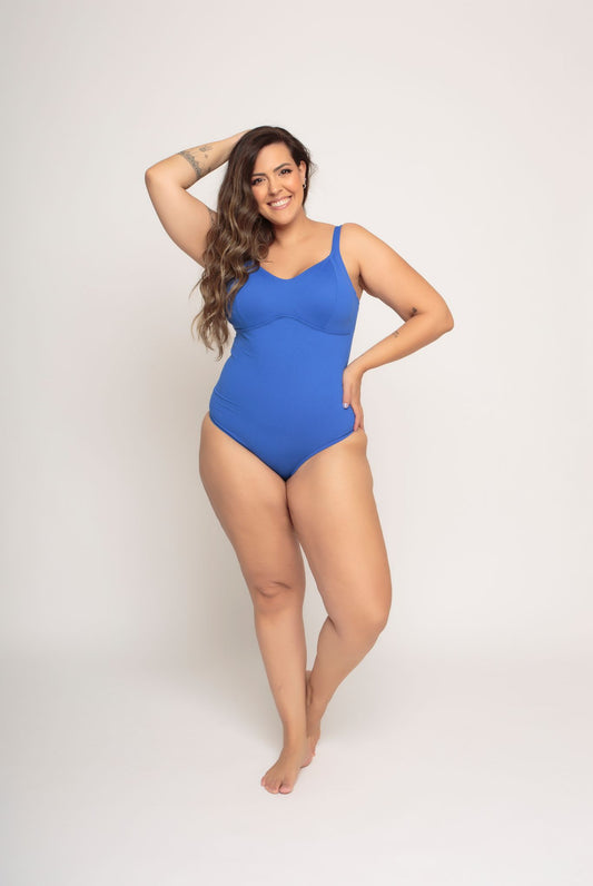 One piece bathing suit plus size blue