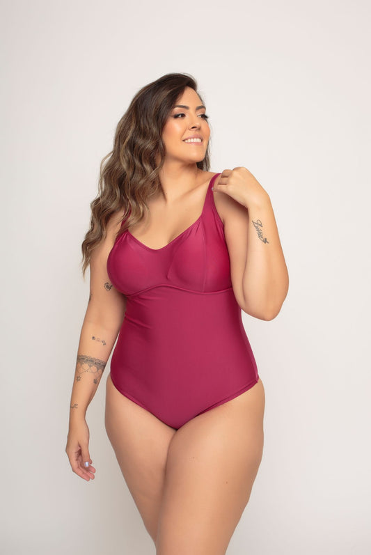 One piece bathing suit plus size burgundy